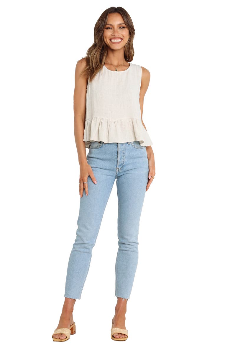 Acoustic Ruffle Linen Blend Tank, Alternate, color, BEIGE