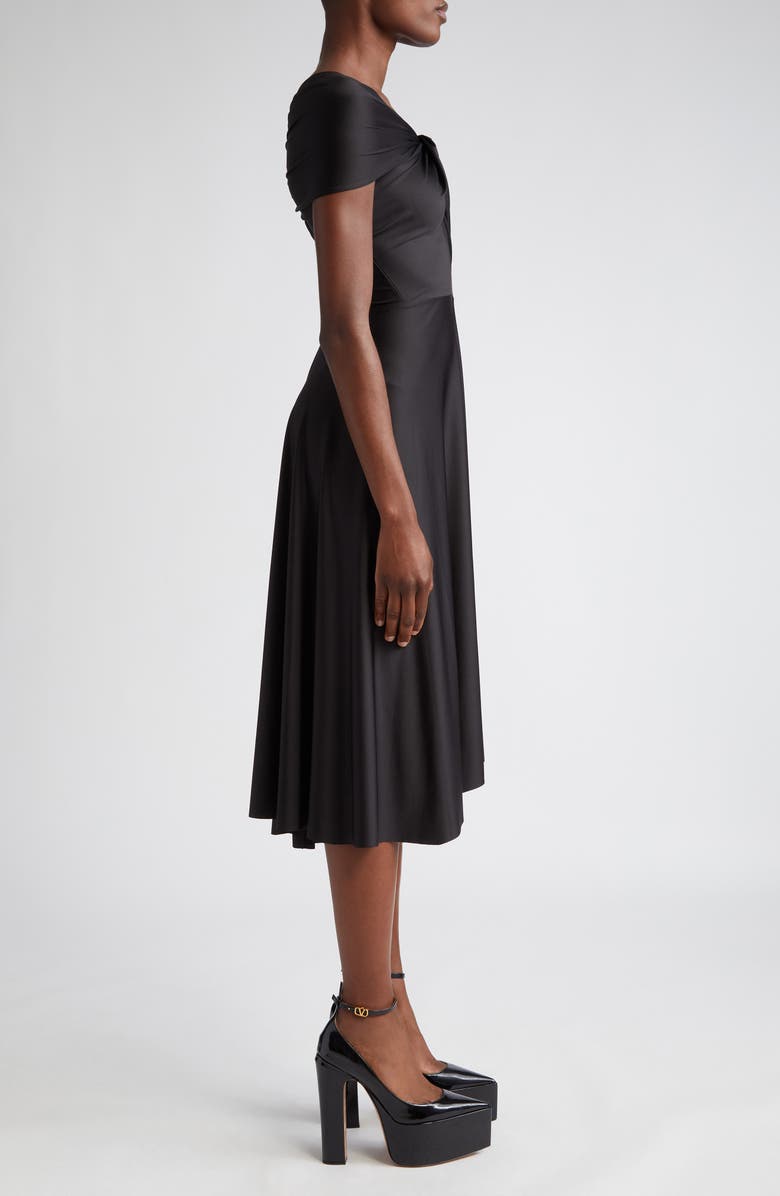 Victoria Beckham Draped Cap Sleeve Jersey Midi Dress, Alternate, color, 