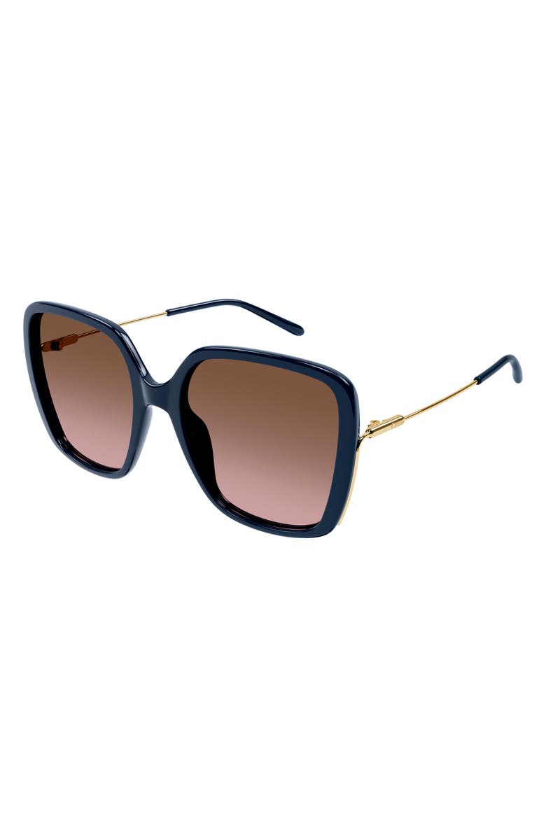 Chloé 57mm Gradient Square Sunglasses, Alternate, color, 