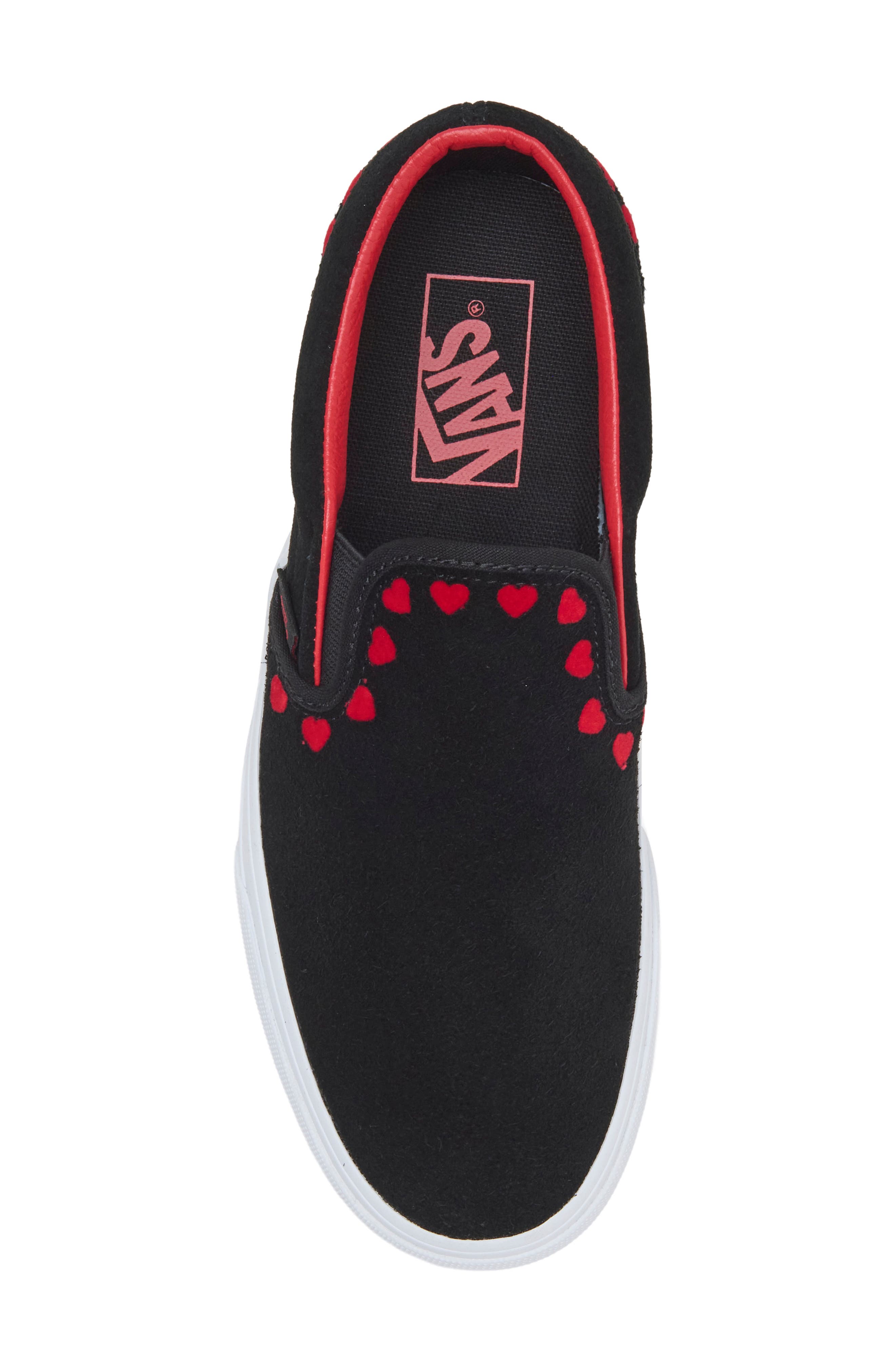 Classic Hearts Leather Slip-On Sneaker, Alternate, color, BLACK/RED