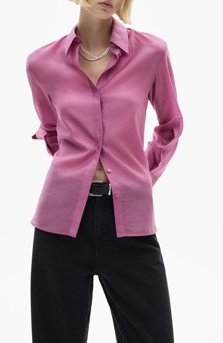 MANGO Satin Shirt, Main, color, Pink