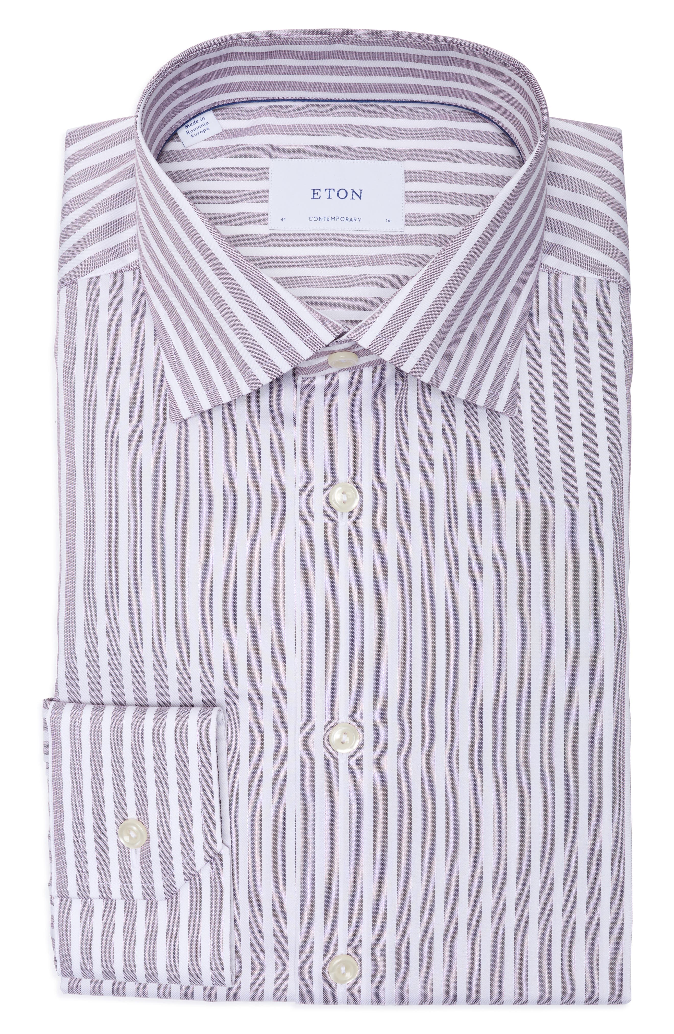 Contemporary Fit Striped Twill Dress Shirt