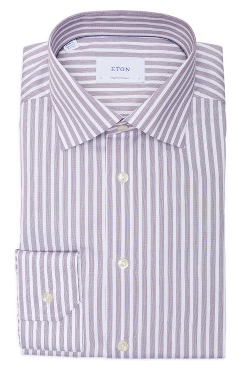 Contemporary Fit Striped Twill Dress Shirt