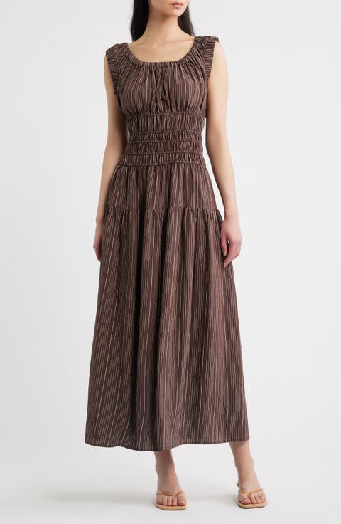 Anastasia Shirred Sleeveless Maxi Dress