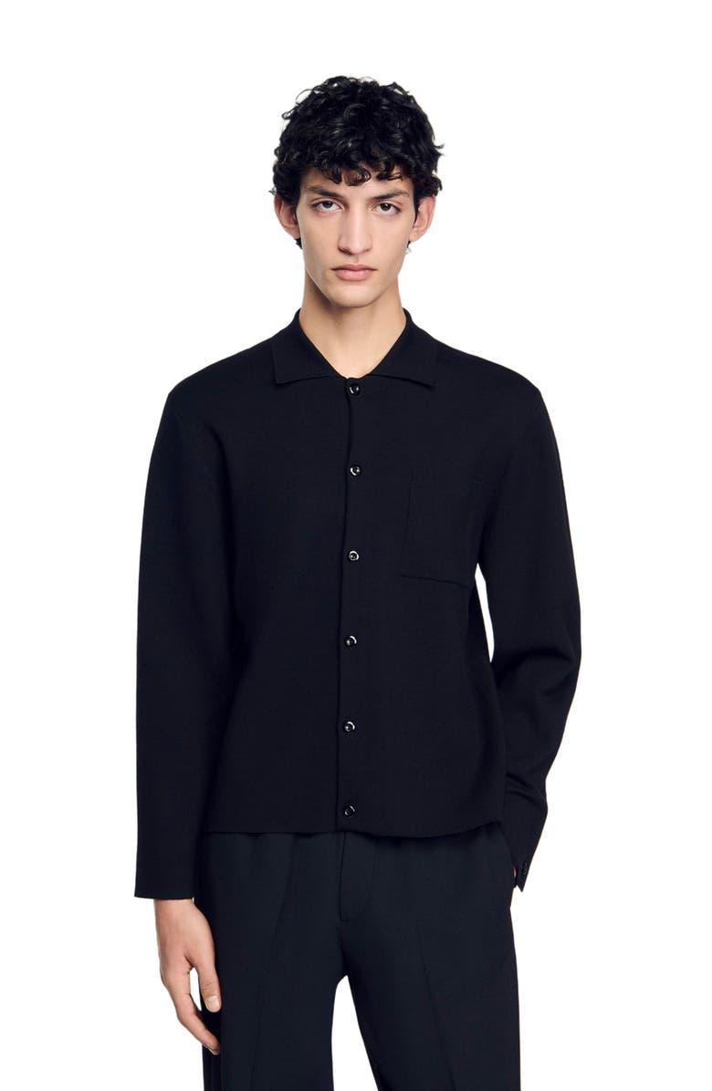 SANDRO Button-down cardigan, Main, color, Black