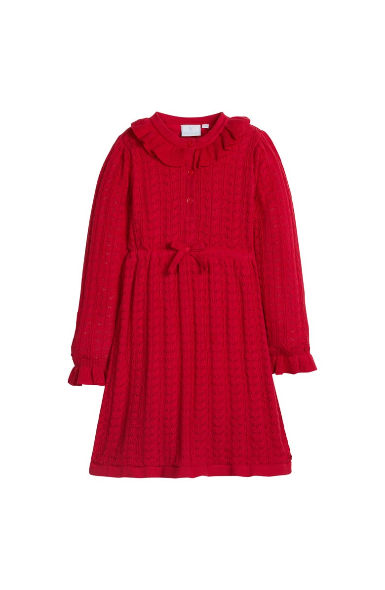 Little English Kids' Pointelle Sweater Dress, Main, color, Red