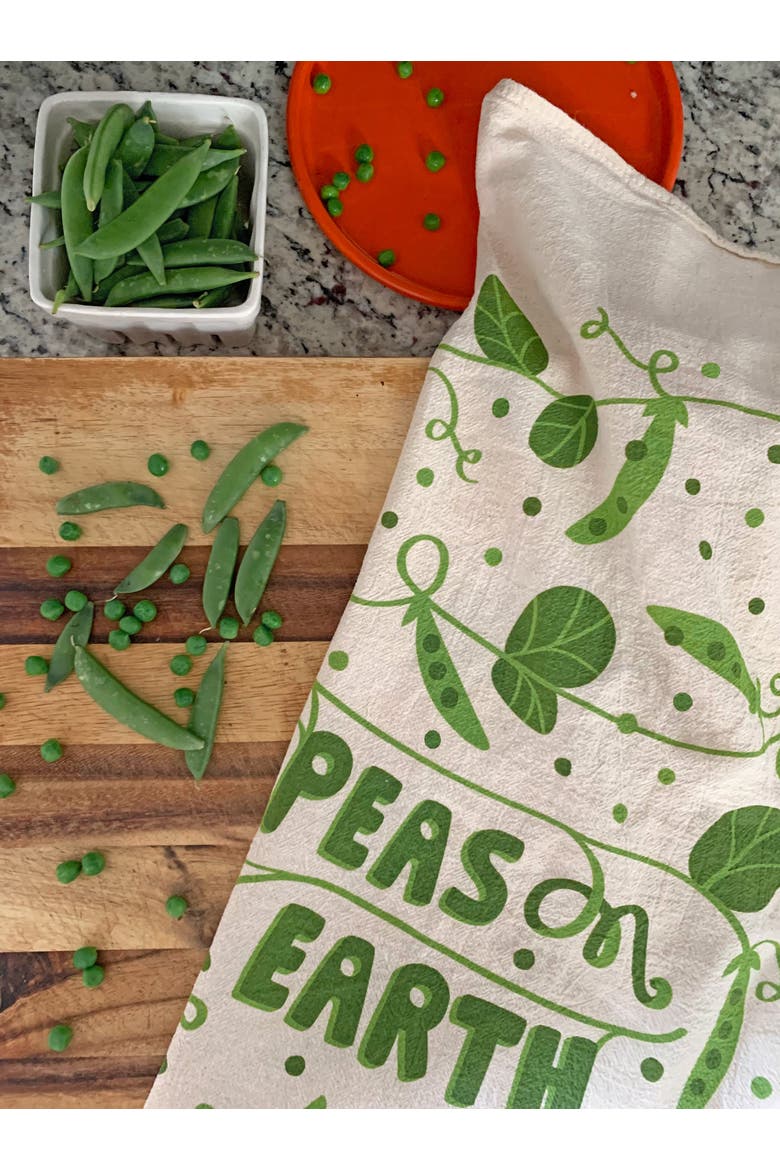 Peas Dish Towel + Sponge Cloth Gift Set, Alternate, color, Green