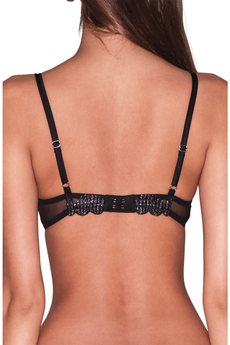 Metallic Heart Embroidered Underwire Demi Bra, Alternate, color, BLACK