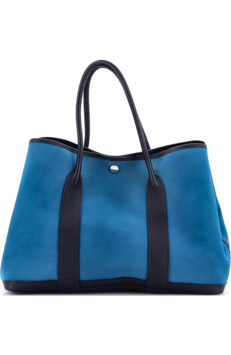 Pre-Owned Hermes Garden Party Tote Toile and Leather 36, Main, color, Bleu Izmir