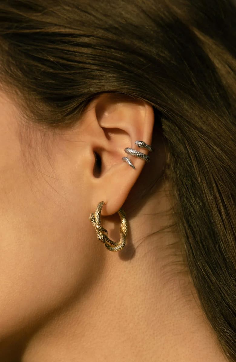 Awe Inspired Twisted Serpents Hoop Earrings, Alternate, color, 14K Gold Vermeil
