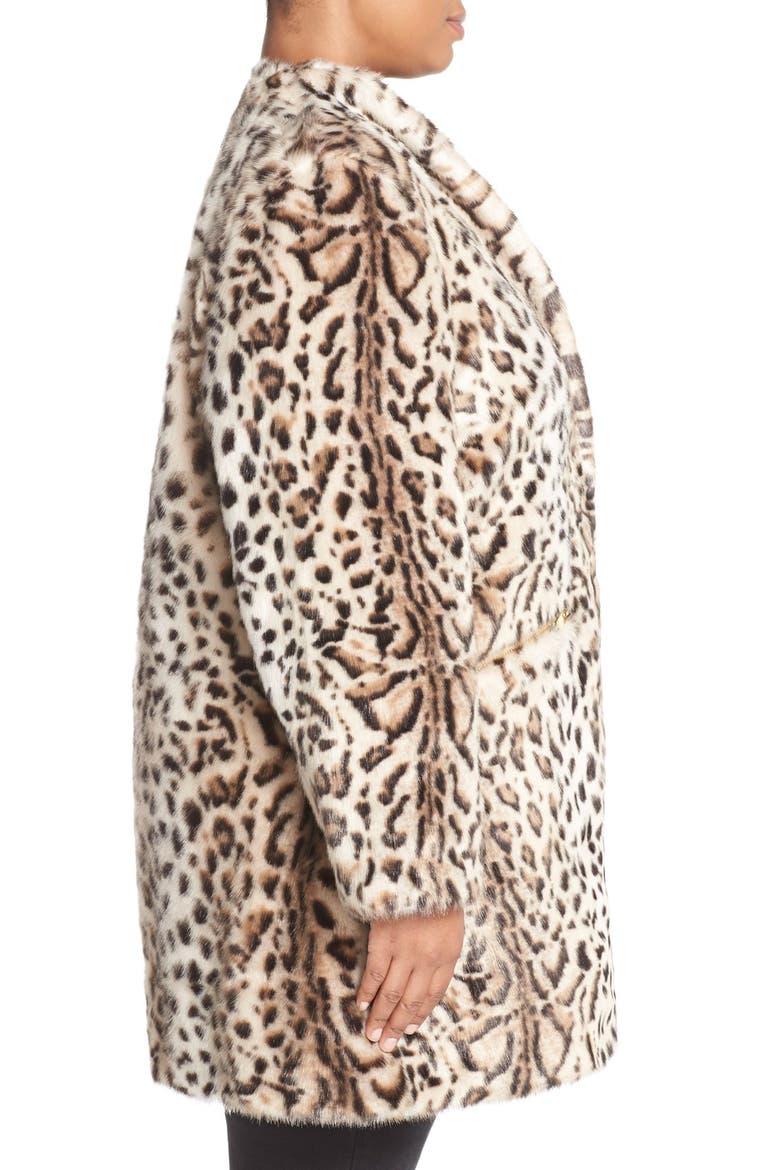 Leopard Print Faux Fur Coat, Alternate, color, CHEETAH