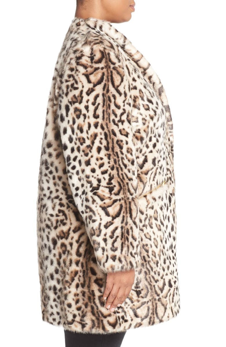 Via Spiga Leopard Print Faux Fur Coat, Alternate, color, 