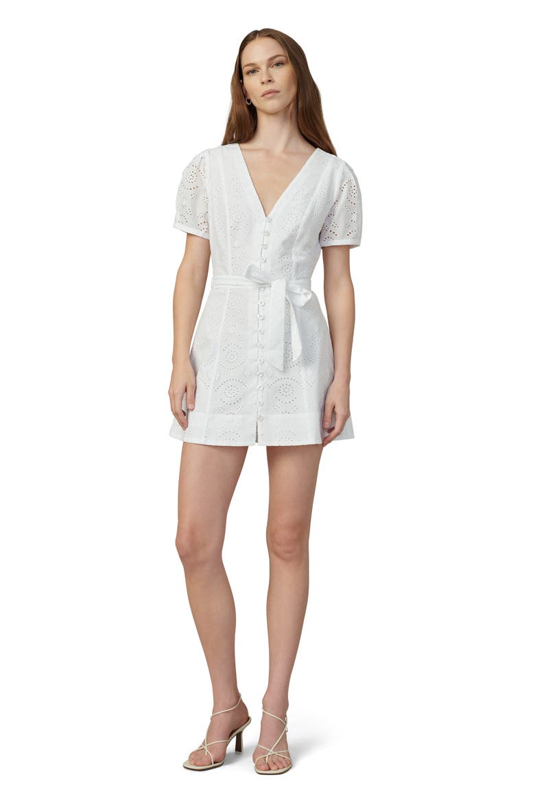 The Halle Eyelette Mini Dress, Alternate, color, WHITE
