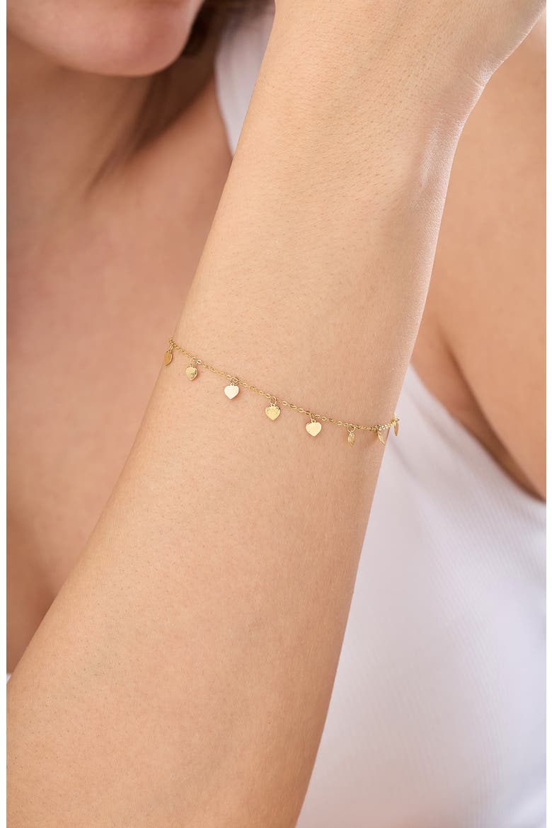14K Gold Fringe Heart Chain Bracelet, Alternate, color, 14K YELLOW GOLD