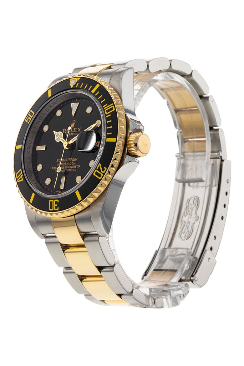 Rolex Preowned 2009 Submariner Automatic Bracelet Watch, 40mm, Alternate, color, BLACK/GOLD/SILVER