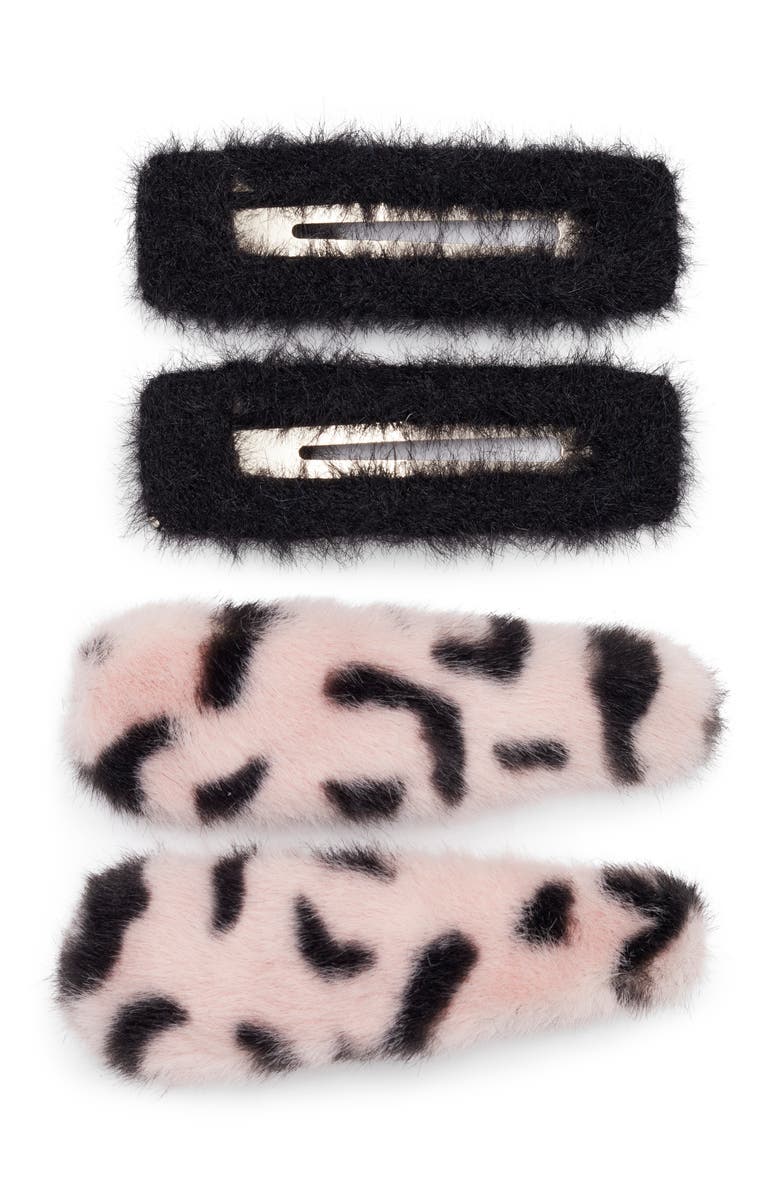 Rainbow Unicorn Birthday Surprise 4-Pack Fuzzy Barrettes, Main, color,