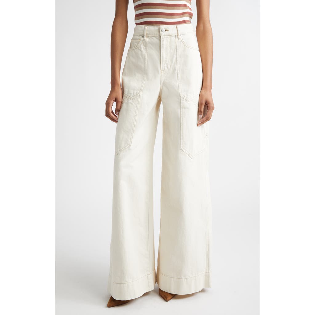 Veronica Beard Freddy High Waist Wide Leg Jeans In White
