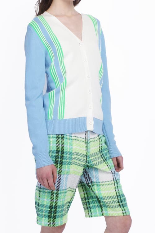 Anna Sui Amalfi Knits Cardigan In Baby Blue Multi