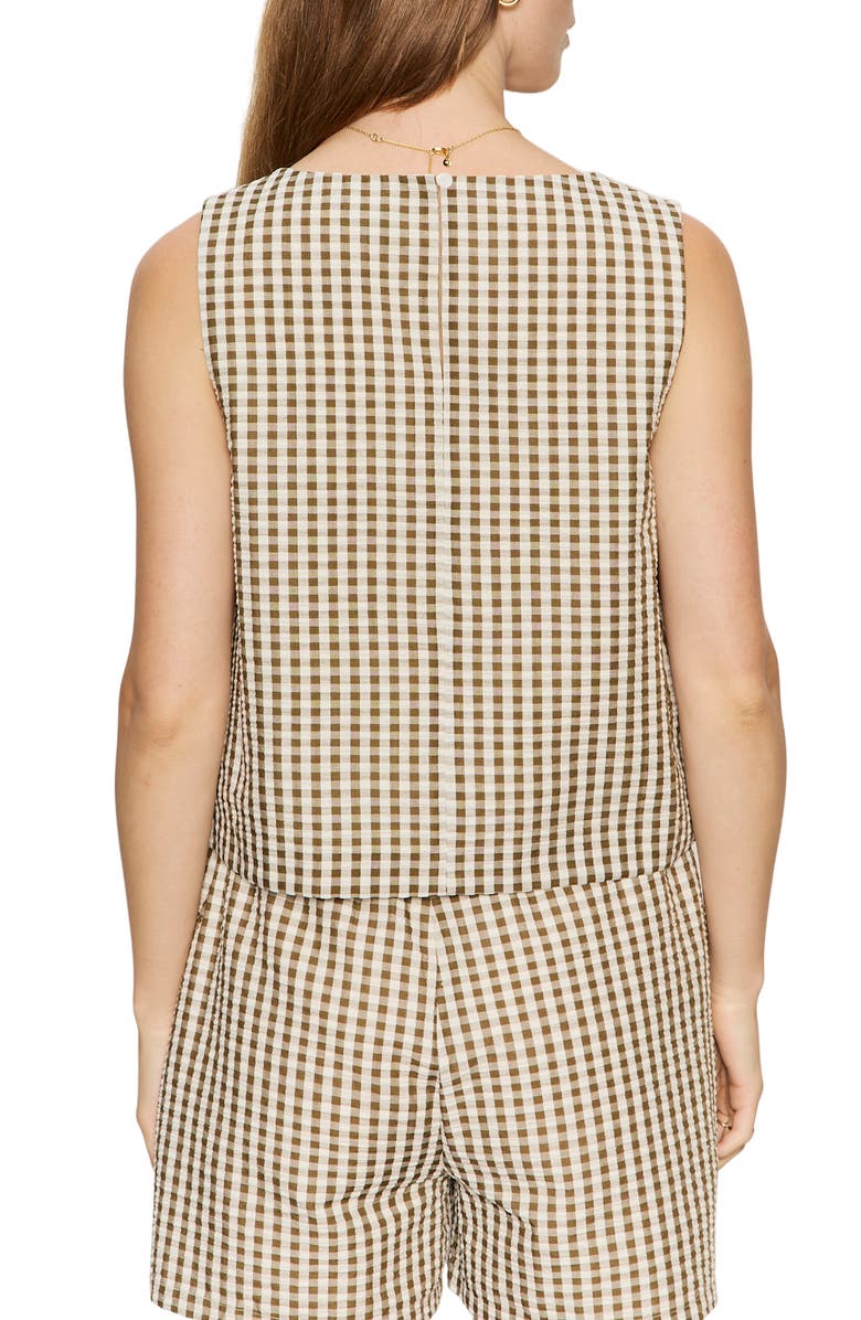 Sanctuary Better Days Gingham Cotton Seersucker Top, Alternate, color, Timber Green/ White