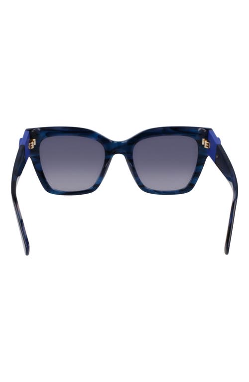 Longchamp Medallion 52mm Modified Rectangular Sunglasses In Striped Blue
