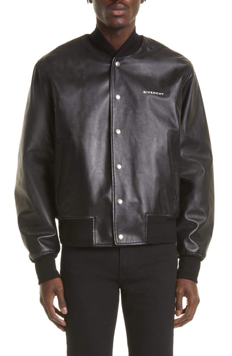 Givenchy Disney x Givenchy '101 Dalmatians' Leather Bomber Jacket, Main, color,