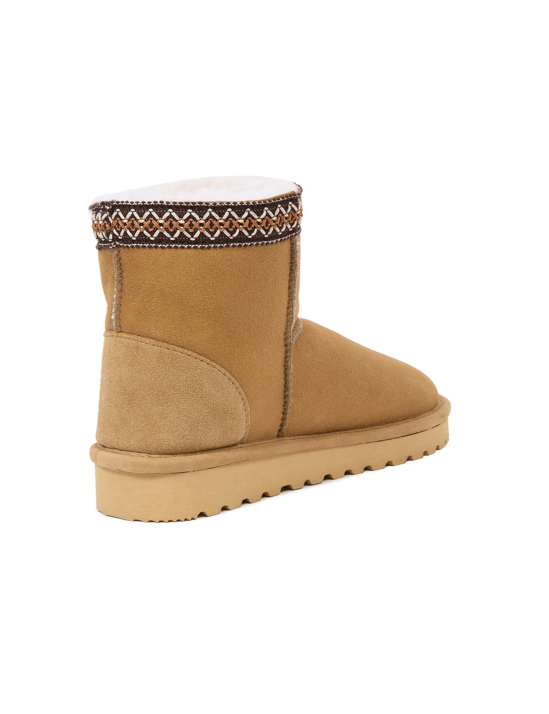 Braid Trim Shearling Shortie Boot, Alternate, color, Spice