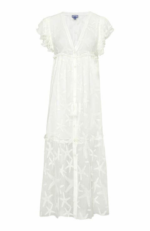 Women's Starfish Long Transparent Silk Dress