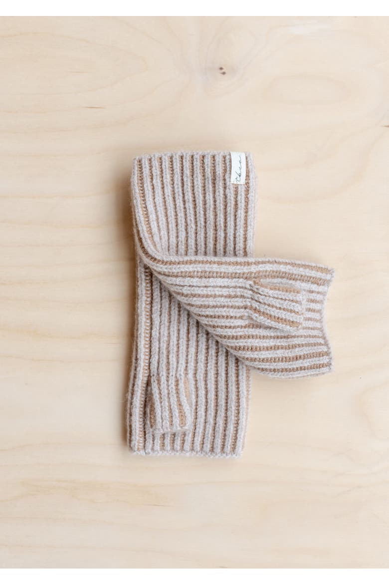 Cashmere & Merino Ribbed Two-Tone Wrist Warmers, Alternate, color, Oatmeal Two-Tone