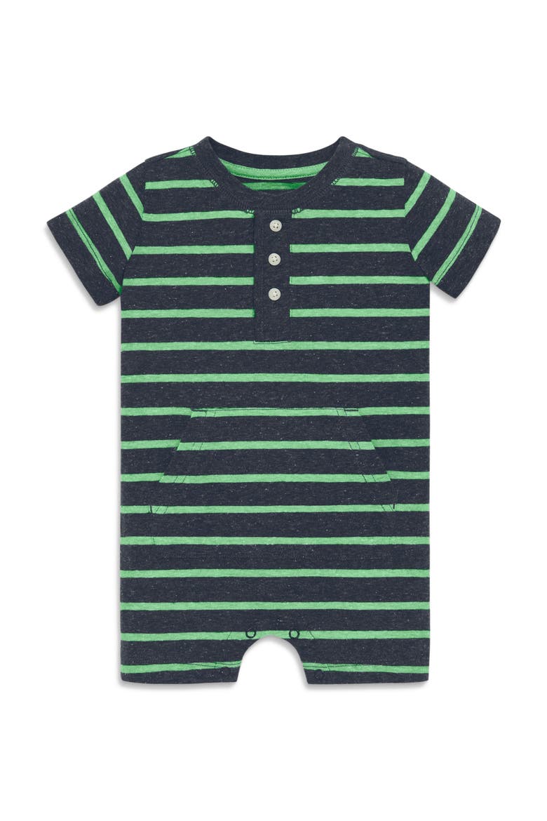 Baby Heathered Henley Shortie In Stripe, Main, color, Navy Clover Stripe