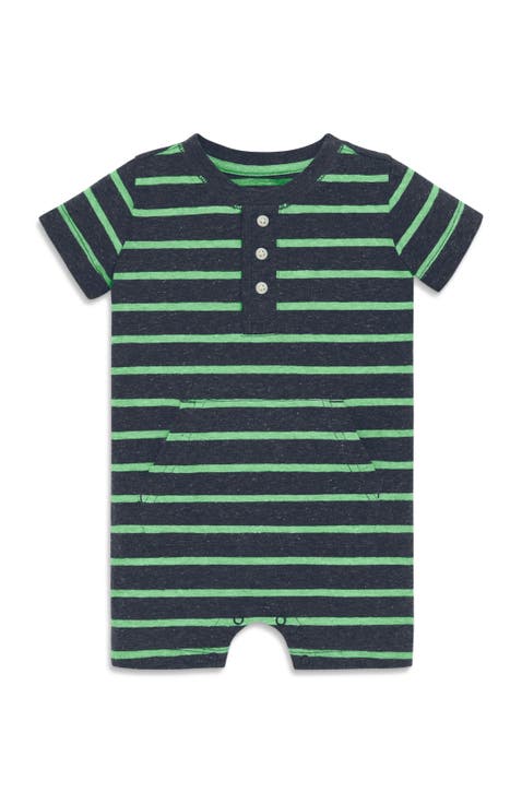 Baby Heathered Henley Shortie In Stripe
