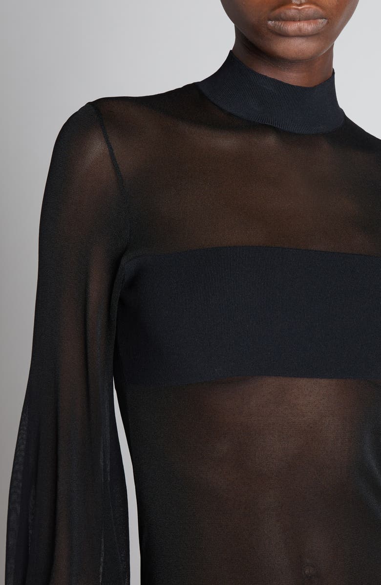 TOM FORD Long Sleeve Knit Gown, Alternate, color, Black