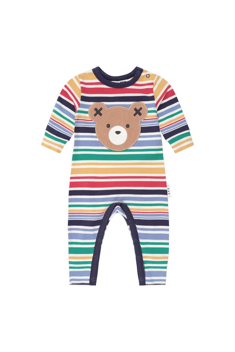 Rainbow Stripe Huxbear Romper, Main, color, Multi