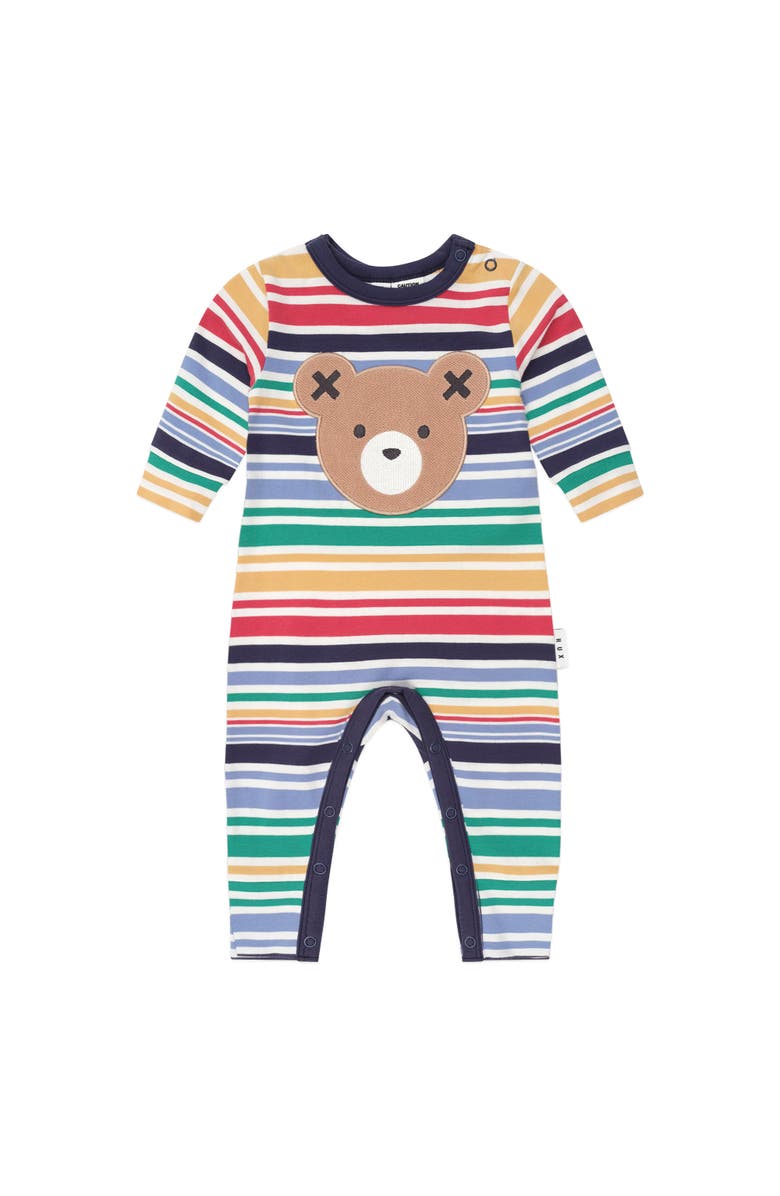 Huxbaby Rainbow Stripe Huxbear Romper, Main, color, Multi