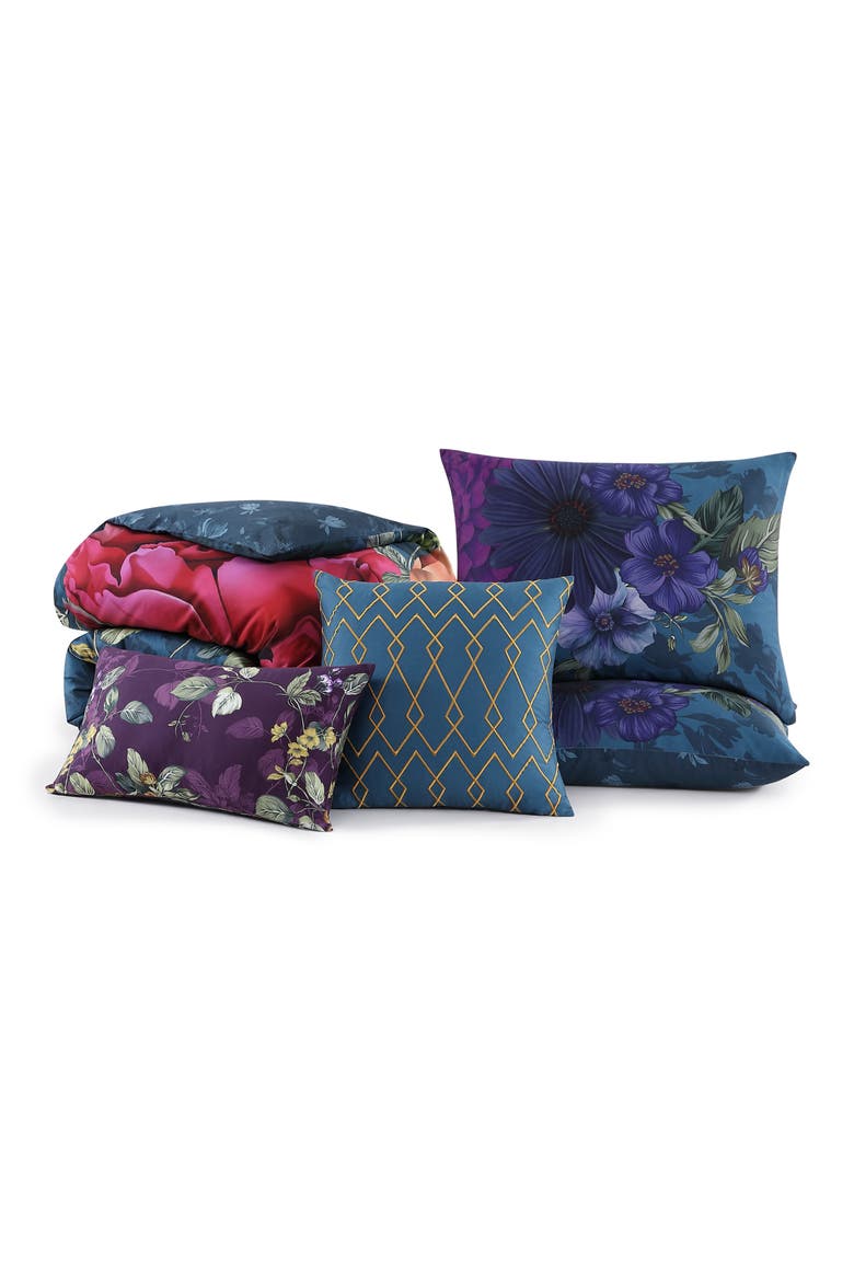 Vibrant Flora Reversible 5-Piece Comforter Set, Alternate, color, BLUE