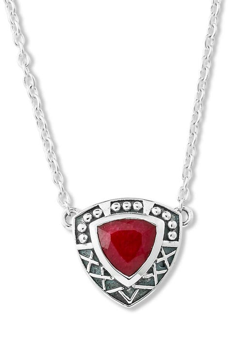 Emerald Shield Pendant Necklace