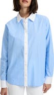 French Connection Ticking Stripe Cotton Poplin Button-Up Shirt