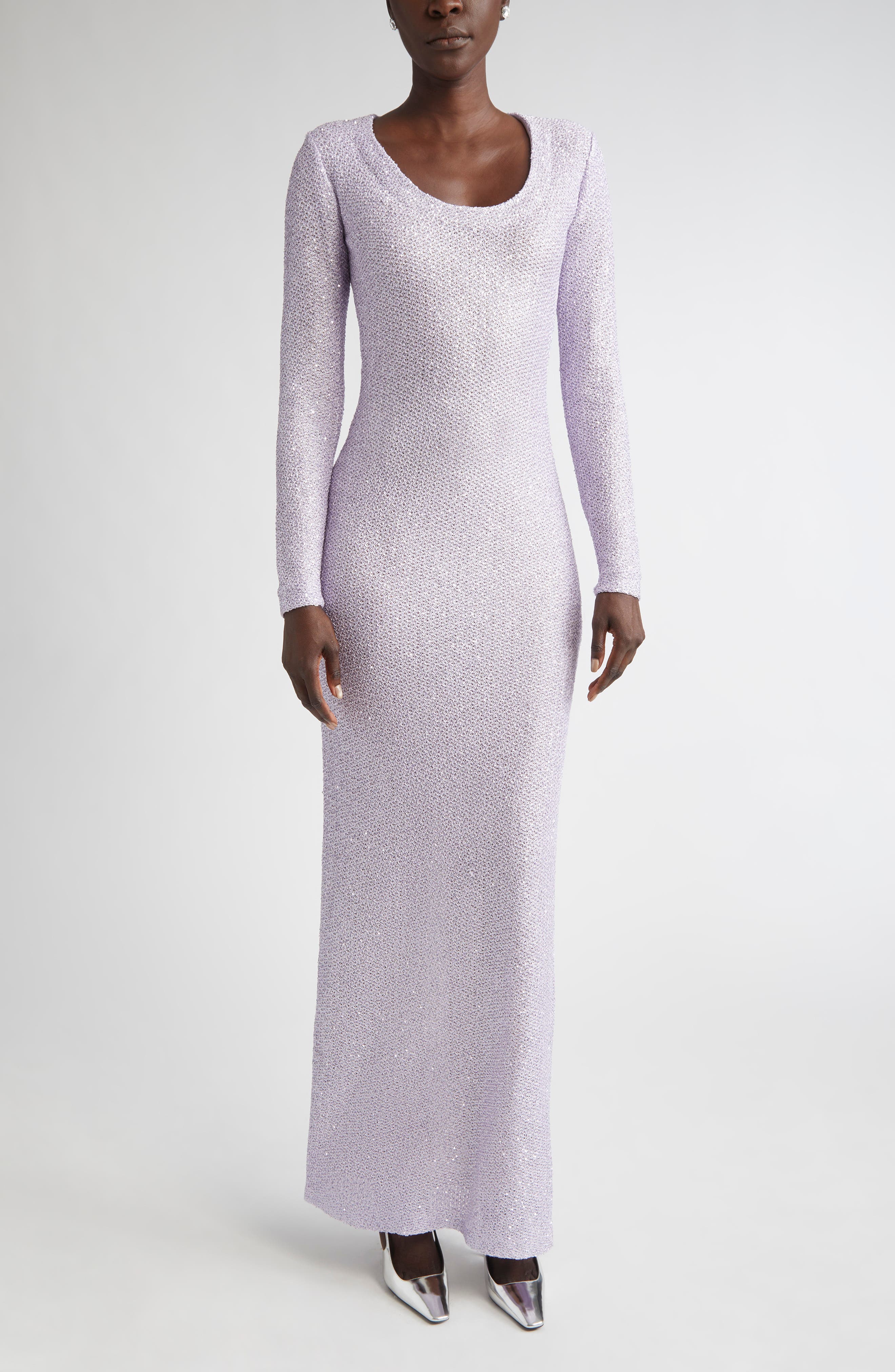 Nicoline Long Sleeve Sequin Stretch Knit Gown - image 3