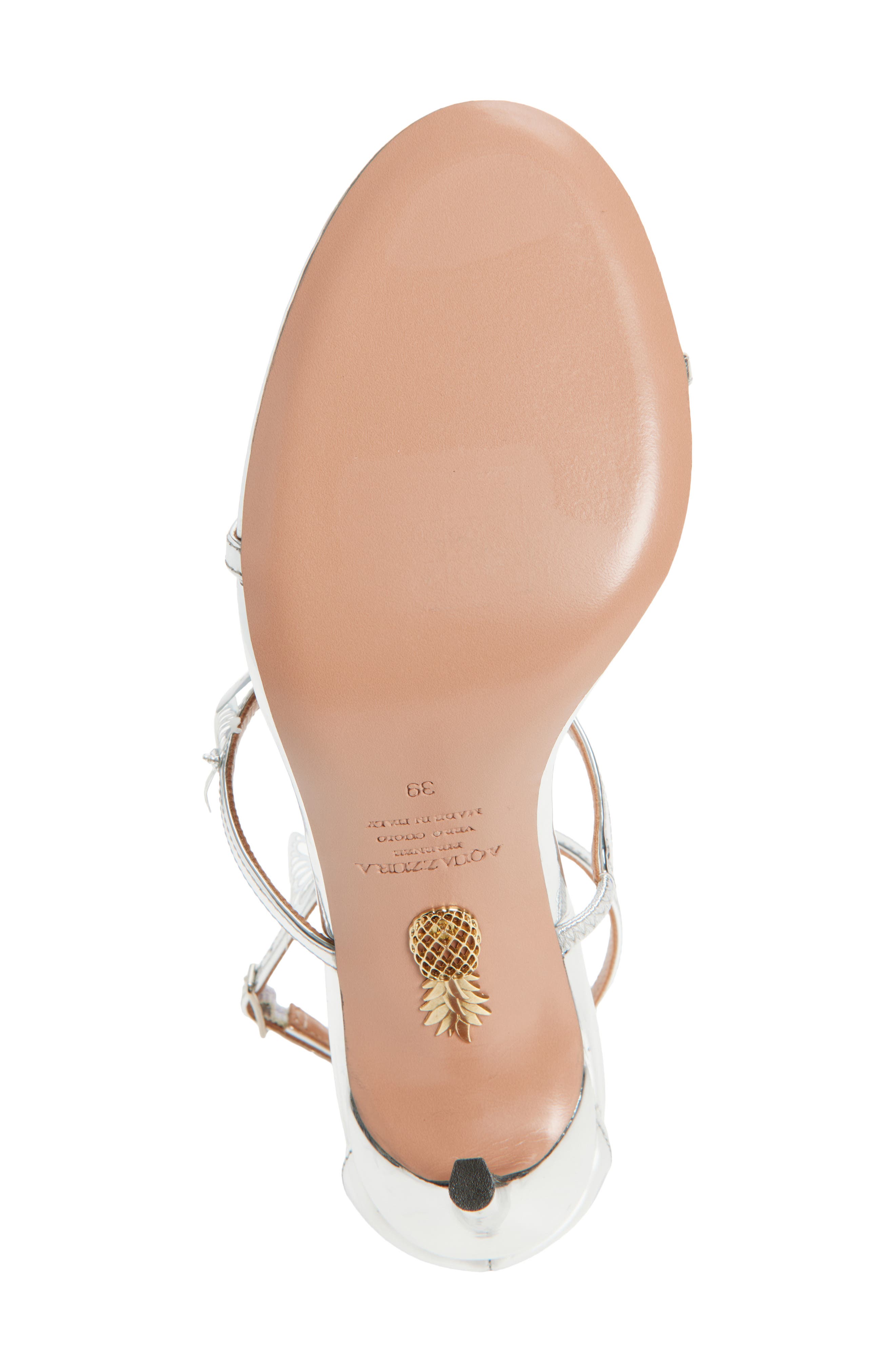 Aquazzura Papillon Ankle Strap Sandal, Alternate, color, Silver