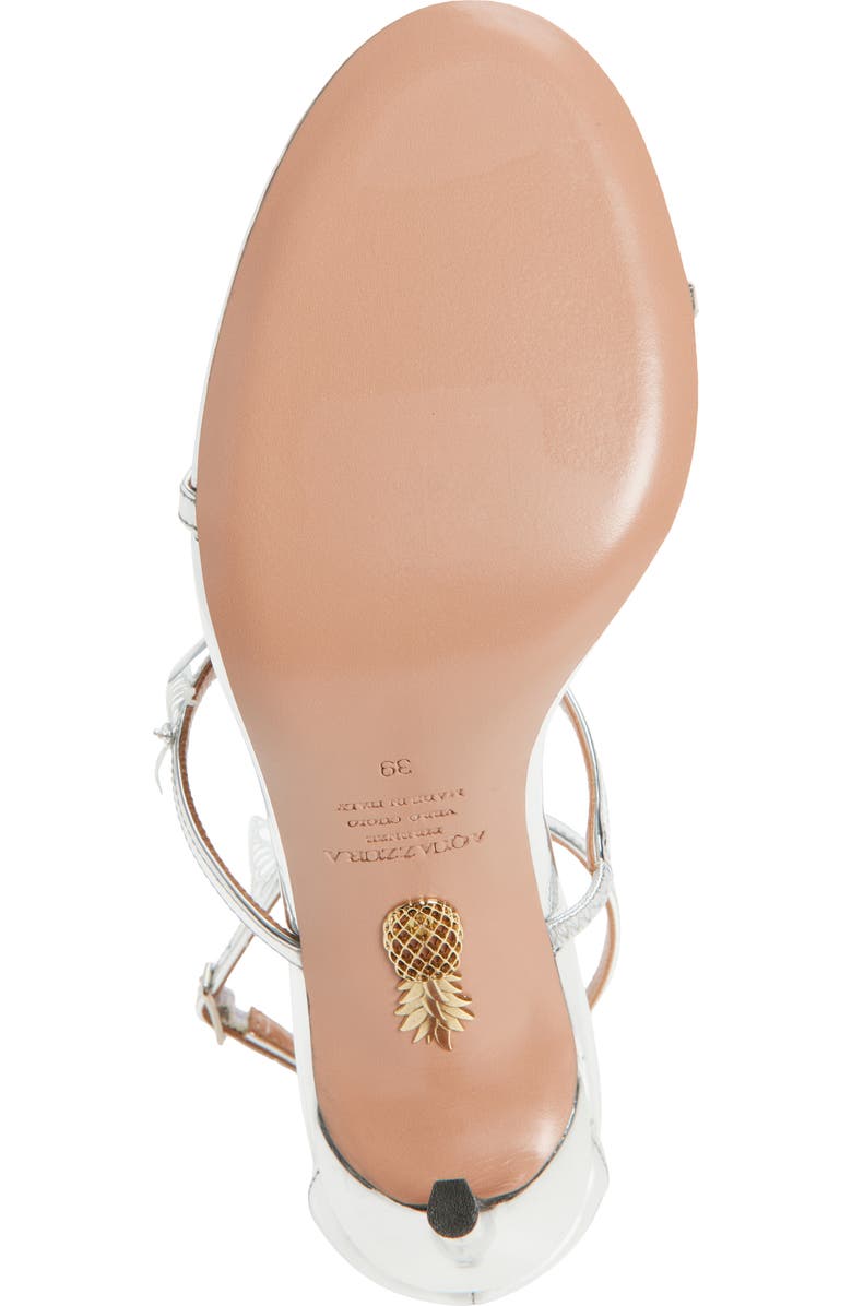 Aquazzura Papillon Ankle Strap Sandal, Alternate, color, Silver