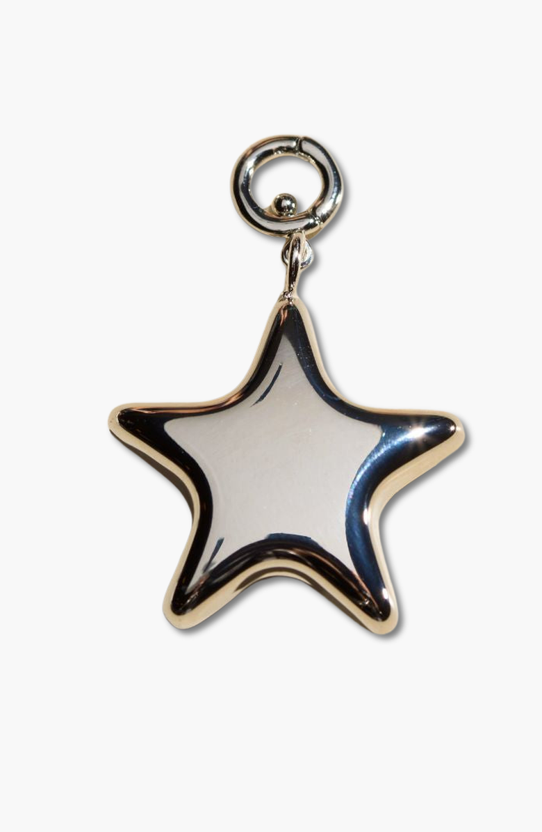 Nickel & Suede Puffy Star Charm, Main, color, Silver