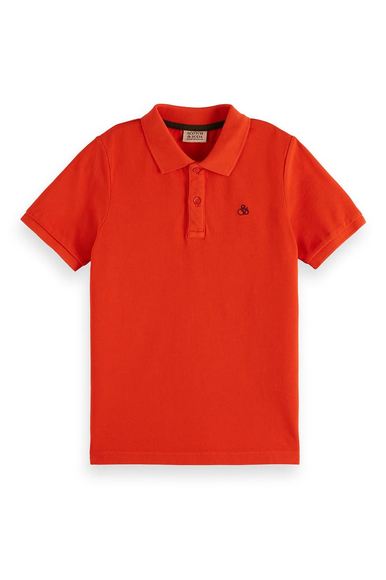Kids' Cotton Piqué Polo, Main, color, PAPRIKA
