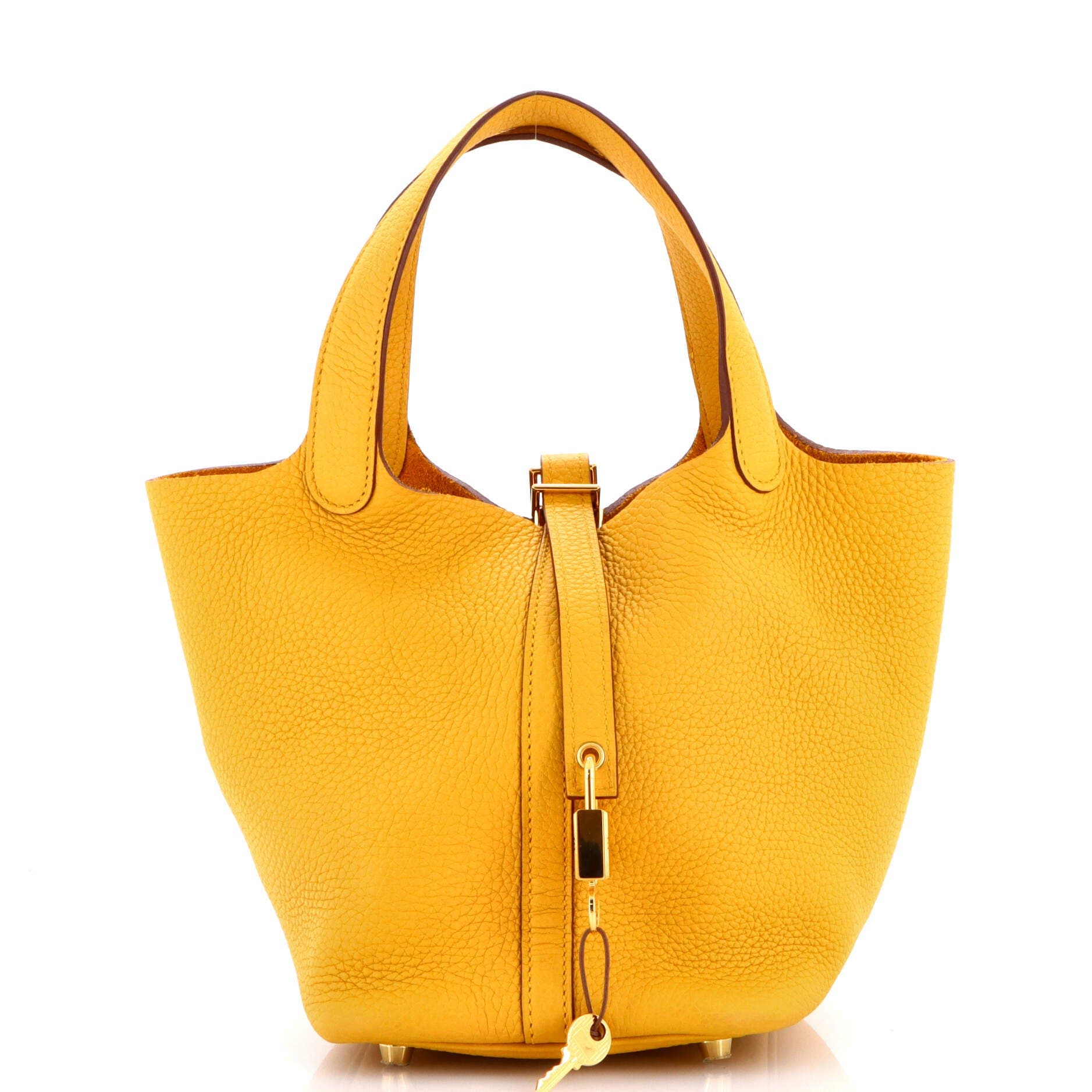 Pre-Owned Hermes Picotin Lock Bag Clemence PM, Main, color, Jaune Ambre