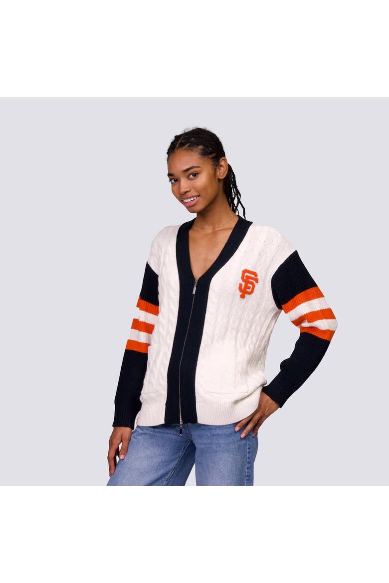 Women's Lusso Black/White San Francisco Giants Shyla Knit V-Neck Full-Zip Sweater, Alternate, color, Black