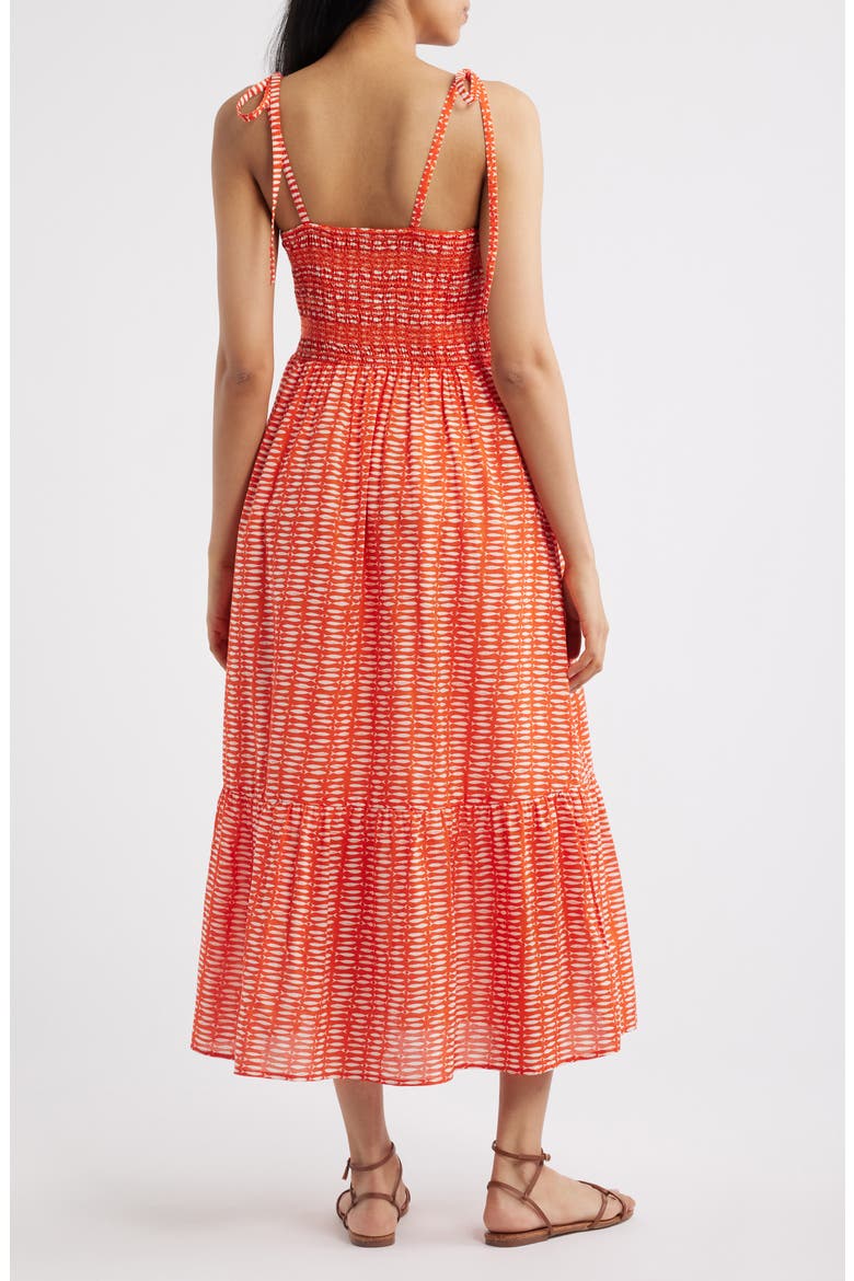 Carmen Tie Strap Ruffle Hem Midi Dress, Alternate, color, SARDINA PRINT