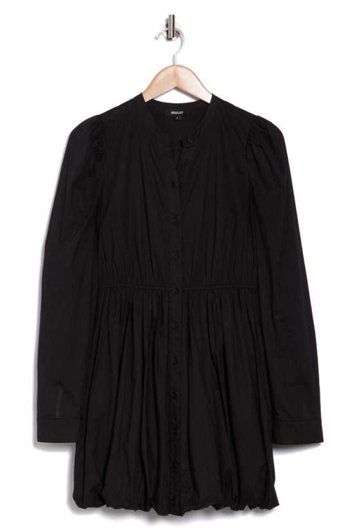 Wishlist Bubble Hem Long Sleeve Minidress In Black