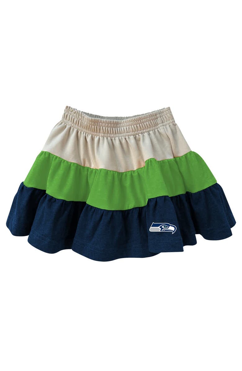 Wes & Willy Girls Toddler Wes & Willy Neon Green/College Navy Seattle Seahawks Sleeveless Full-Zip Hoodie & Three Tier Skirt Set, Alternate, color, Neon Green