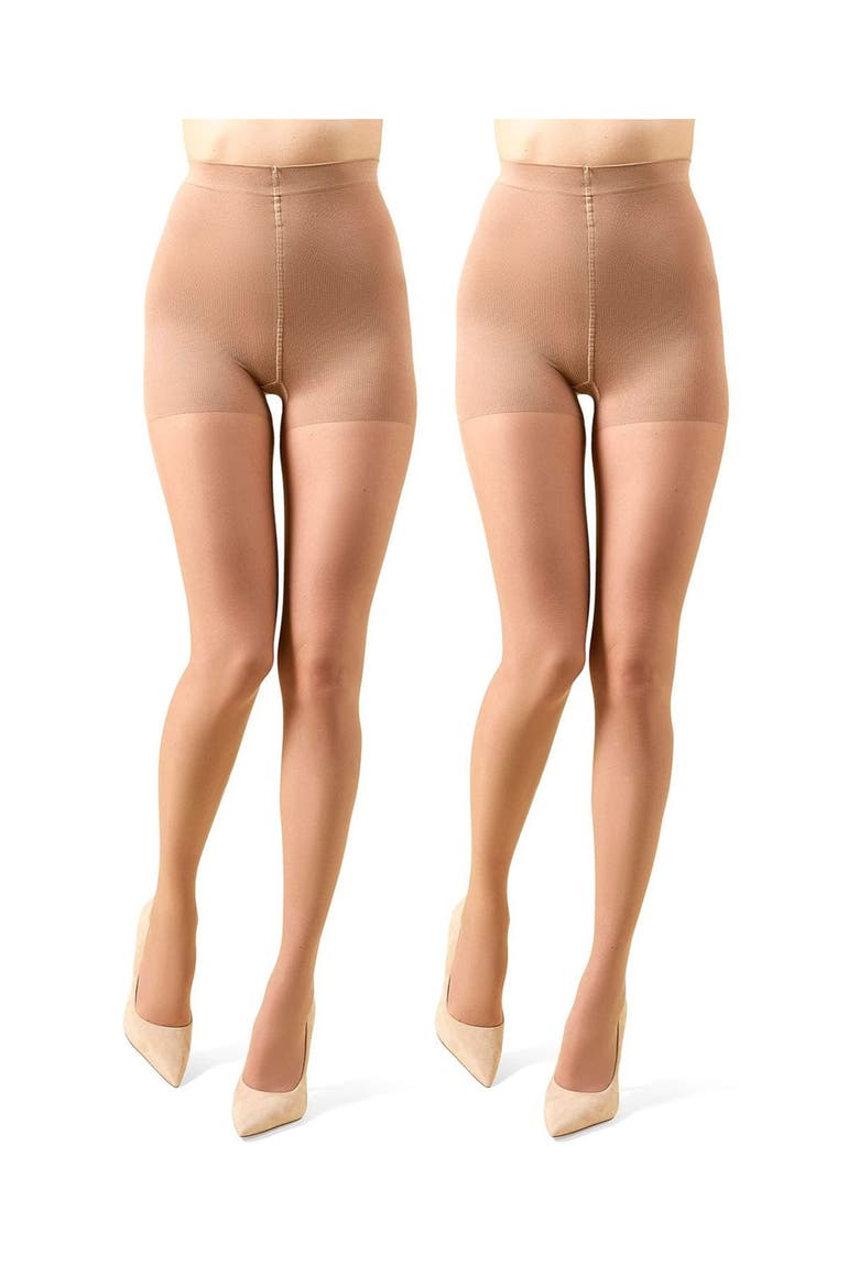 Crystal 2-Pack Control Top Tights, Alternate, color, NUDE BEIGE