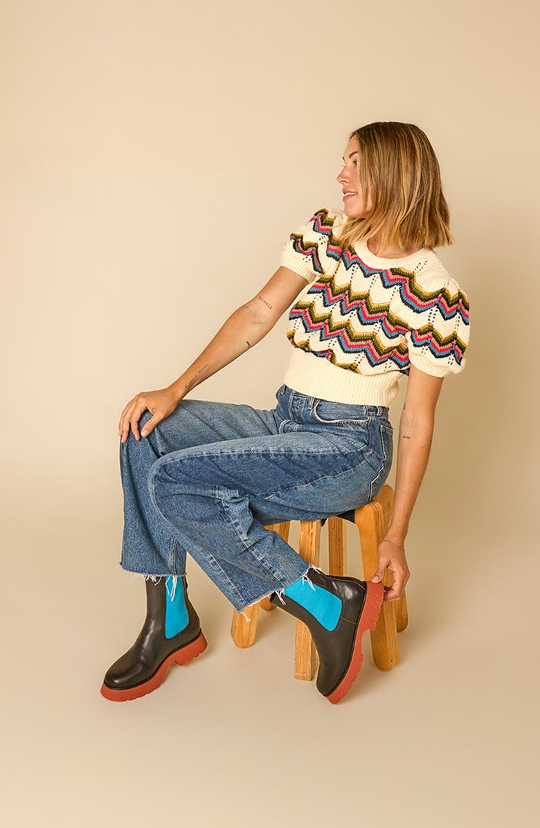 Charlotte Stone Esmee Lug Sole Chelsea Boot, Alternate, color, Black