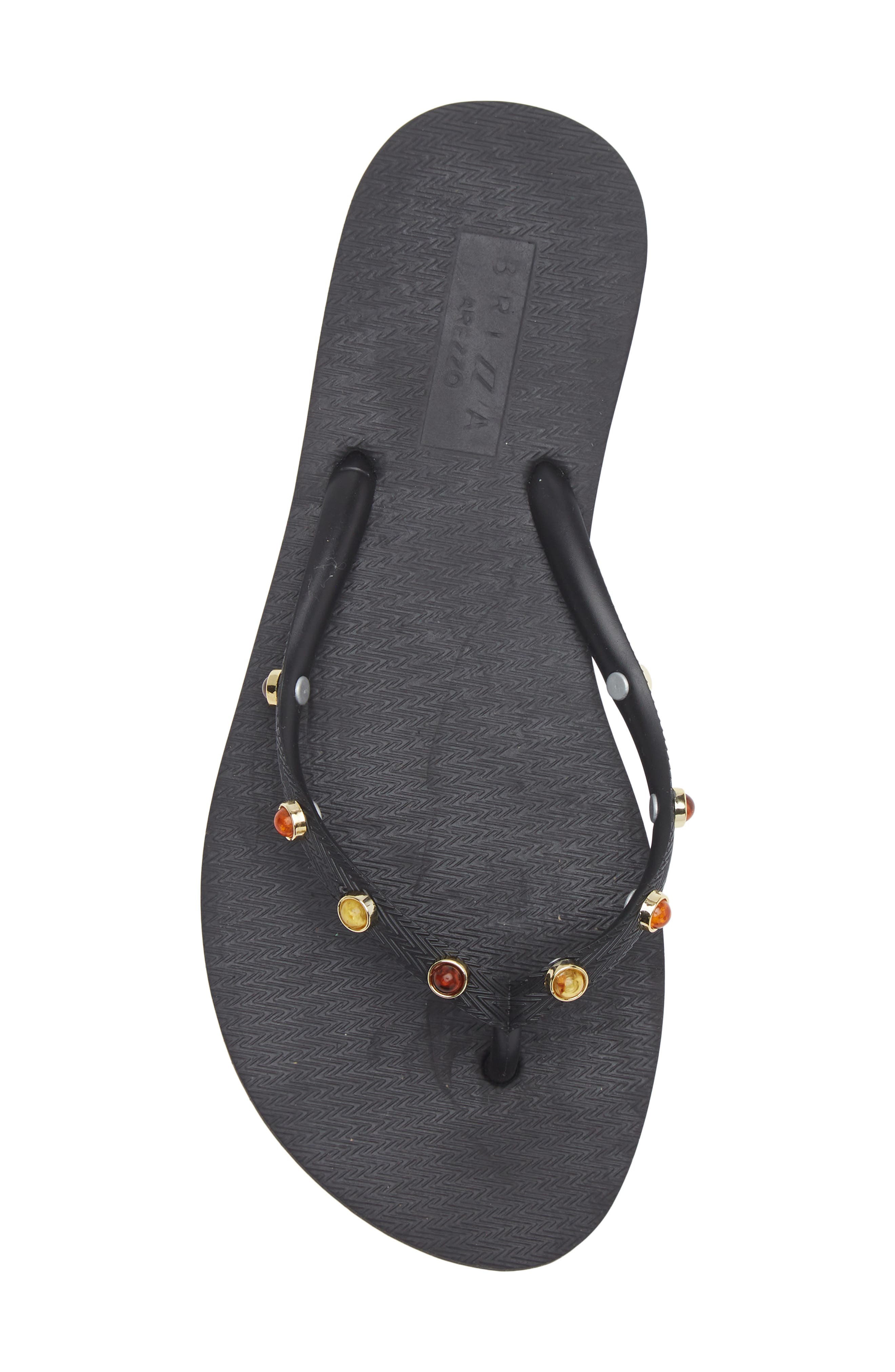 BRIZZA Stone Embellished Flip Flop, Alternate, color, Black