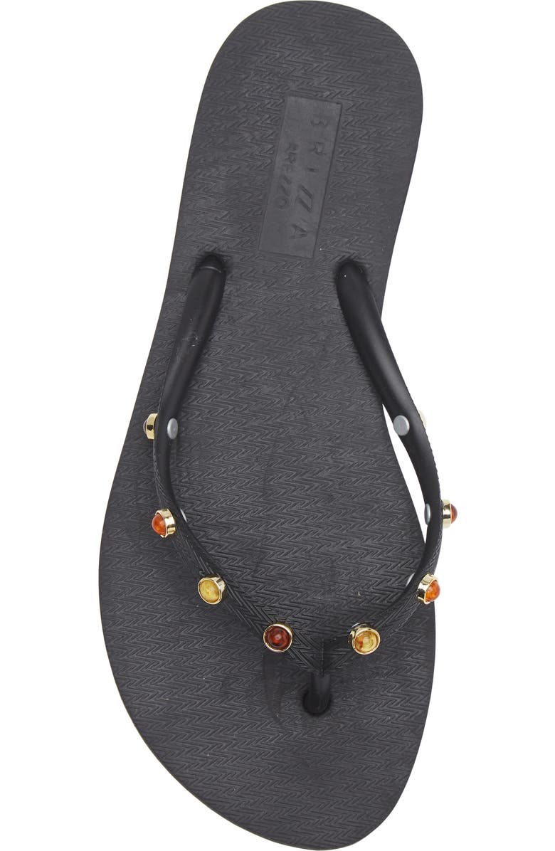 BRIZZA Stone Embellished Flip Flop, Alternate, color, Black